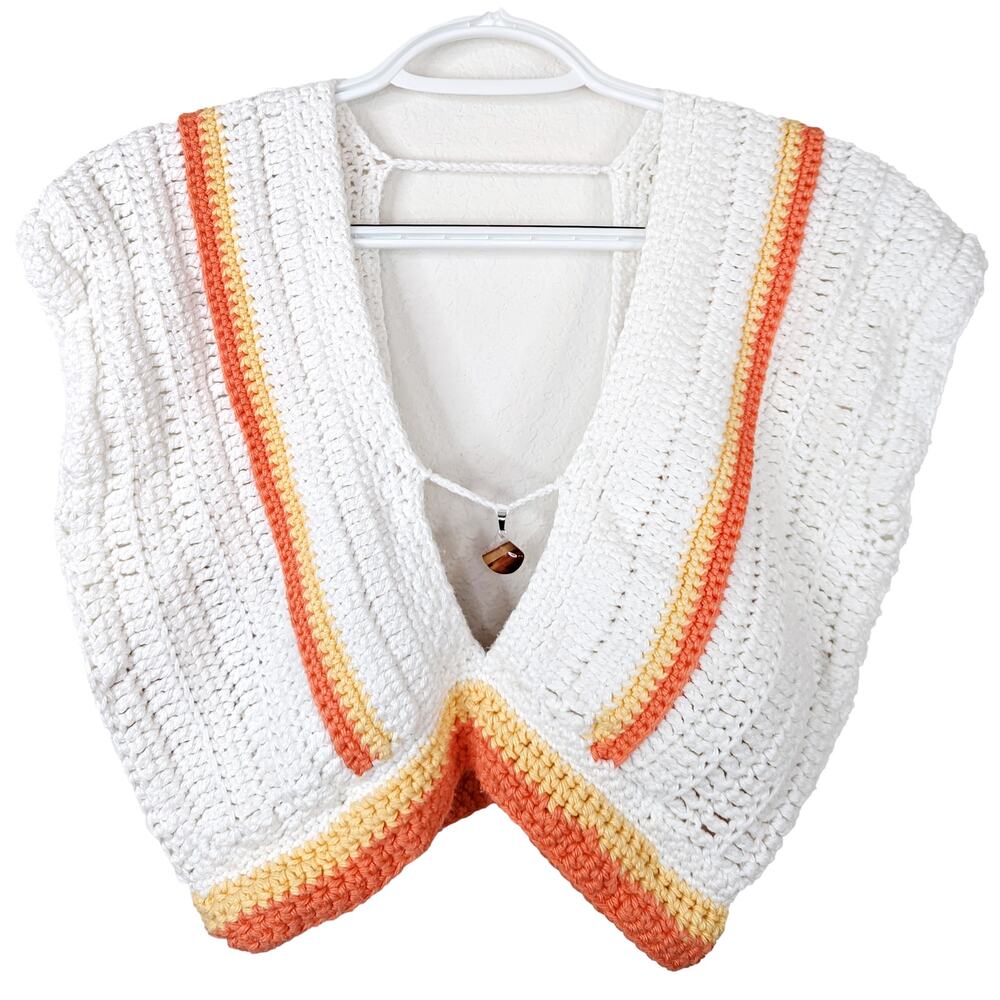 Handmade Deep V Crochet Knit Top Open Back Padded Bra Boho Beachy Festival L/XL